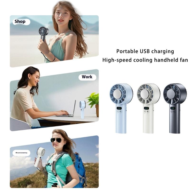Multifuntional Digital Display Fan Efficient Cooling Fan 5200mAh Quiet Powerful Fan Plastic Texture for Outdoor Travel