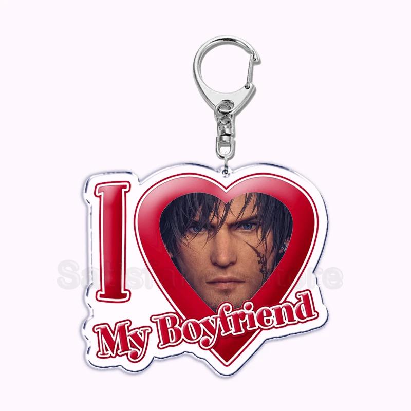 Pfp Sephiroth Acrylic KeyChain Pendant Key Ring I Love My Boyfriend Girlfriend Pink Heart Keyring for Bag Pendant Jewelry Gifts