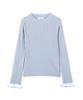 Proportion Body Dressing Sheer Rib Knit Blue Women's Sweater,