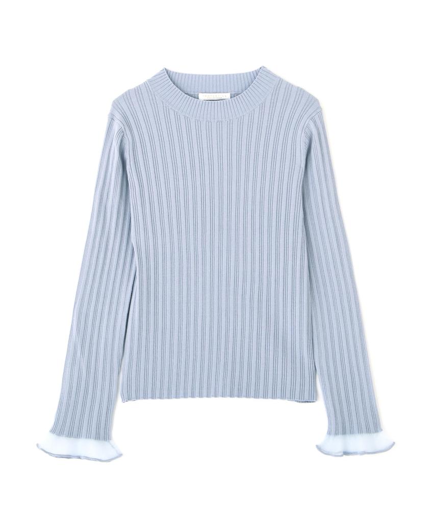 Proportion Body Dressing Sheer Rib Knit Blue Women's Sweater,