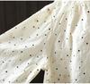 Women's Spring 2026 Polka Dot Lace Collar Cotton Shirt with Embroidered Jacquard Design