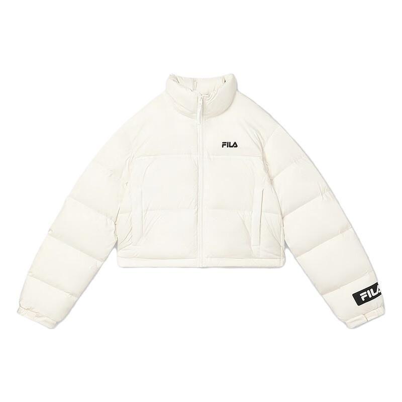 

FILA Solid Color Logo Zip Stand Collar Long Sleeve Down Jacket Women outerwear White F51W349901FIV XXL