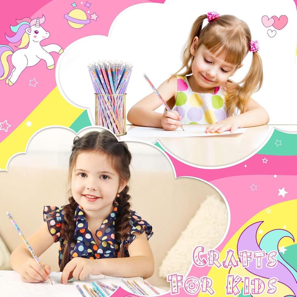 Spakon 48 Pcs Cute Unicorn Pencils for Kid Girl Funny Colorful Pencil with Eraser for Back to School Class Unicorn Party Favor Goodie Bag Stuffer