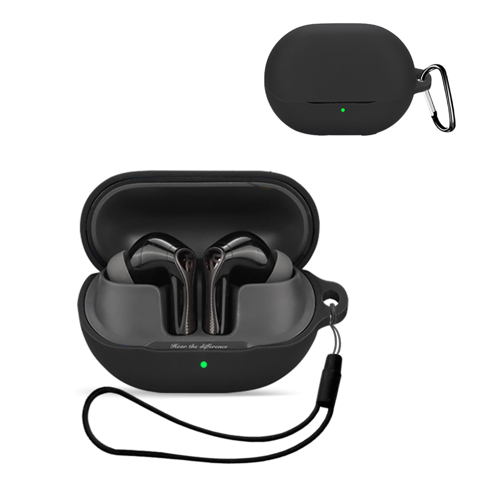 Чехол KONXISA для SOUNDPEATS Air5 Pro Pro Беспроводной Силиконовый Легко моющийся и Ремешок Зарядка Легко носить Плюс/Air5 Наушники, Материал, чёрный