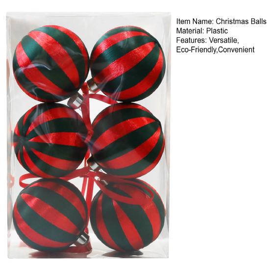 Yousheng 6Pcs 8cm Christmas Ball Ornaments Plastic Hanging Decor for Tree Window Display & DIY Crafts Shatterproof Festive Decorations