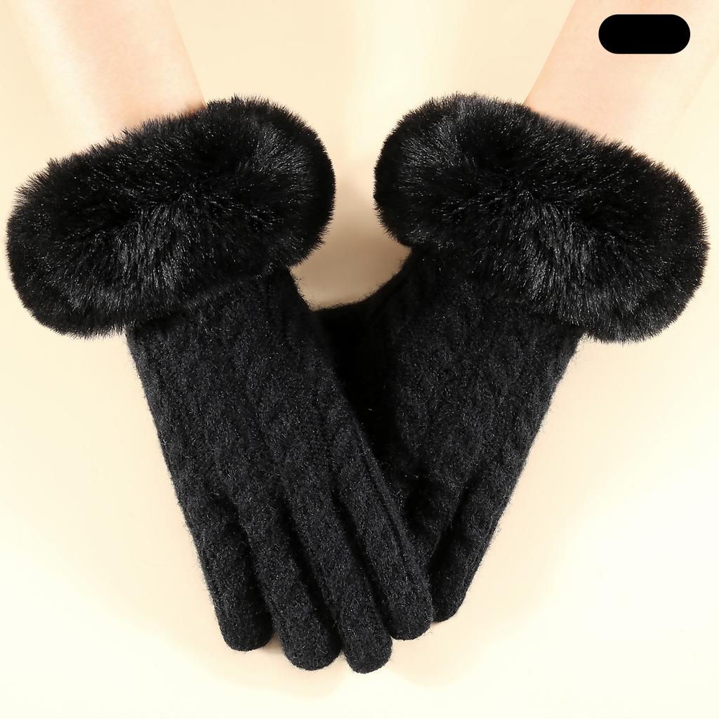 Winter Women Knit Gloves Minimalist Fashion Office Warm Gloves Windproof Riding Outdoor Gloves
