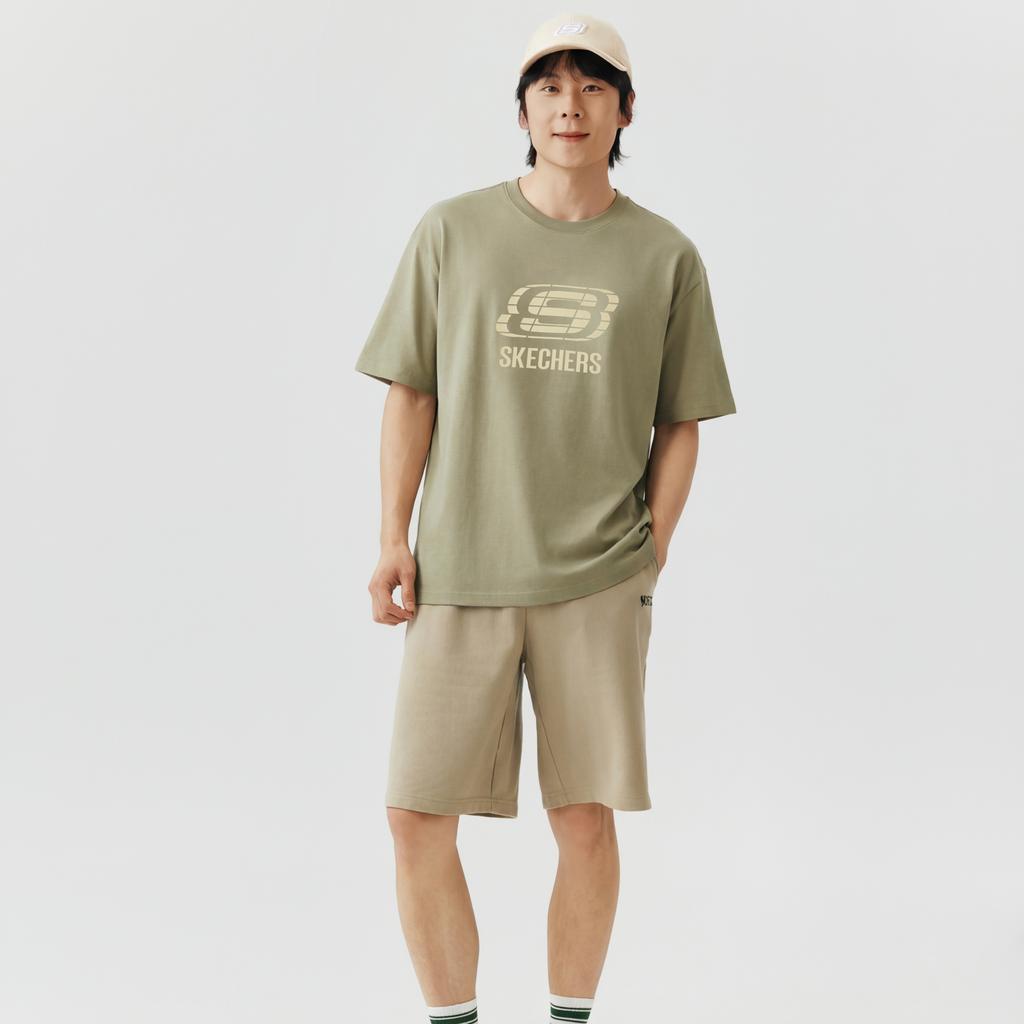 Skechers Solid Color Round Neck Short Sleeve Breathable T-Shirt Men tops L126M016-00V8