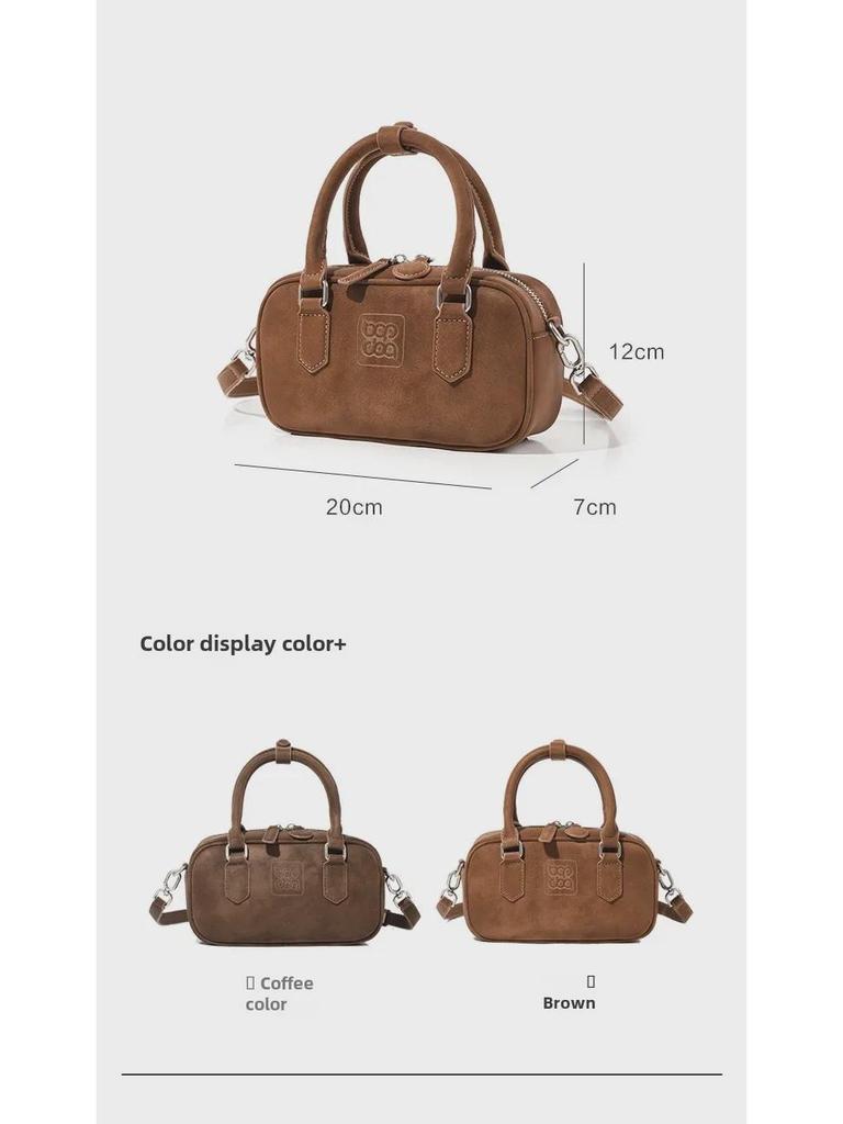 Dámská BOP Hovězí kůže Boston Bowlingová taška - Maillard Kabelka pro podzim/zimu 2024, Styl přes rameno a crossbody