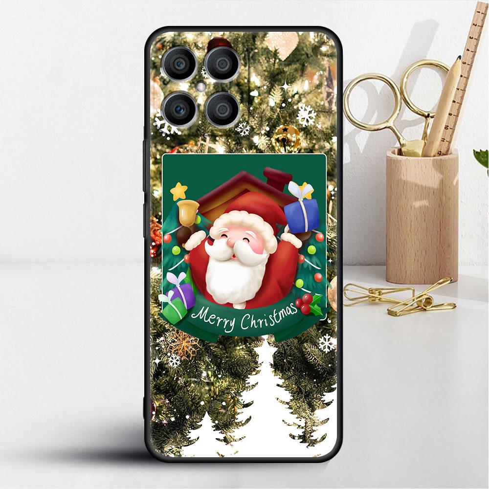 Red Nose Elk Santa Claus Case For Huawei Honor X8 X9 P50 X7 50 20 8X Play 9A P40 P30 Lite P Smart 2021 Black Phone Coque