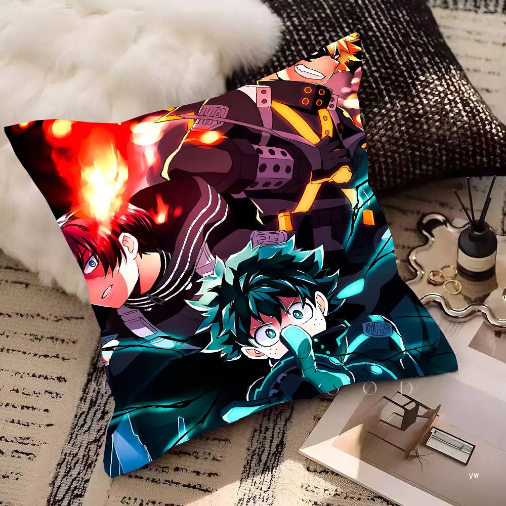 Funda de Almohada Cuadrada de Anime Japonés My Hero Academia para Dormitorio, Sofá, Cojín de Comodidad para el Ocio, Coche, Sala de Estar, Decoración del Hogar