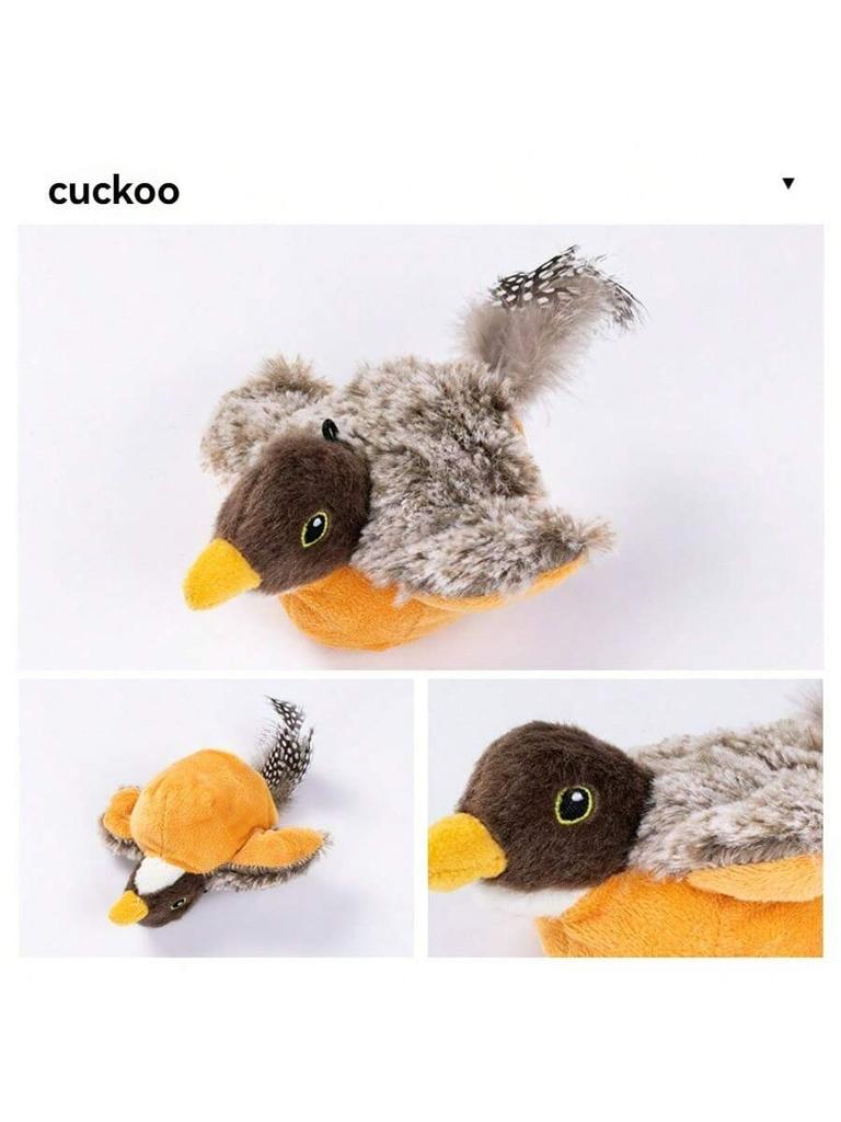 1pc Electric Interactive Cat Toy, Rechargeable Flapping Bird Plush Toys, Squeaking  Toys for Cats Fun Kitten Exercise Toys Soft