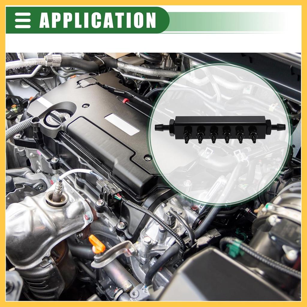 Universal Vacuum Block Intake Manifold Kit, Turbo Wastegate Boost Block Intake Manifold, 6 1/8" Ports, 2 3/8" Interfaces, Aluminium, Black, 1 Set