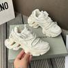 Niche thick-soled hollowed-out leather dad shoes, new autumn breathable heightening sports shoes, comfortable small single shoes tide