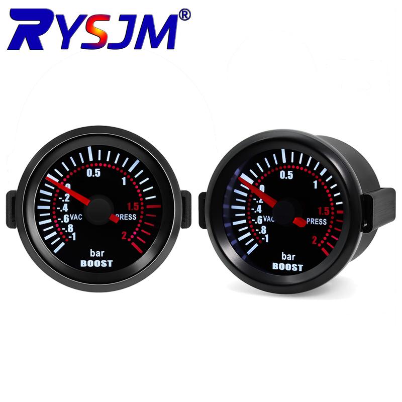 52mm Car Gauge -1~0~2BAR Smoke Len Pointer Turbo Boost Meter with Red LED Backlight 2Bar Boost Gauge