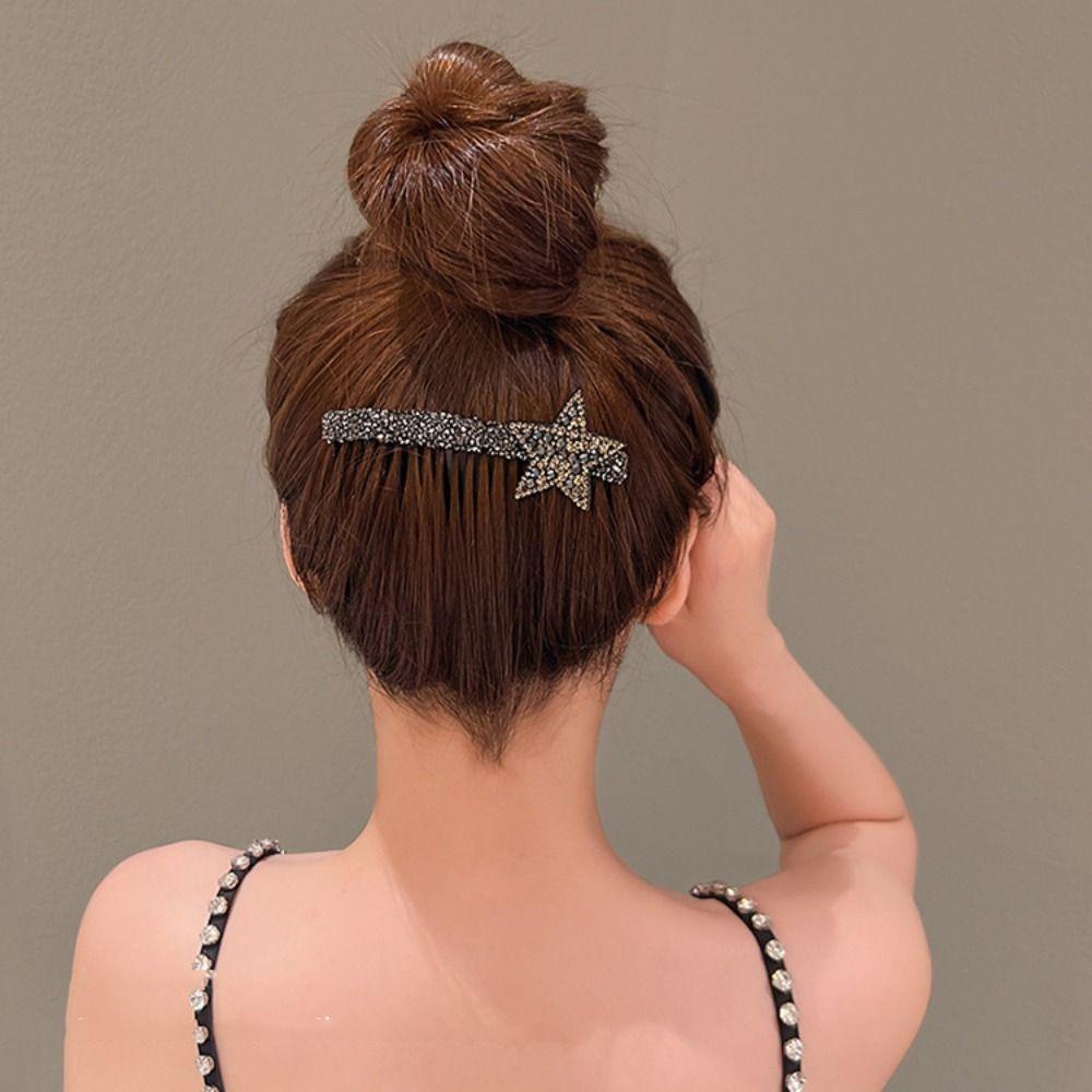 Pentagram Star Rhinestone Star Hair Comb Teeth Extra Hair Holder Sweet Broken Hair Comb  Lady