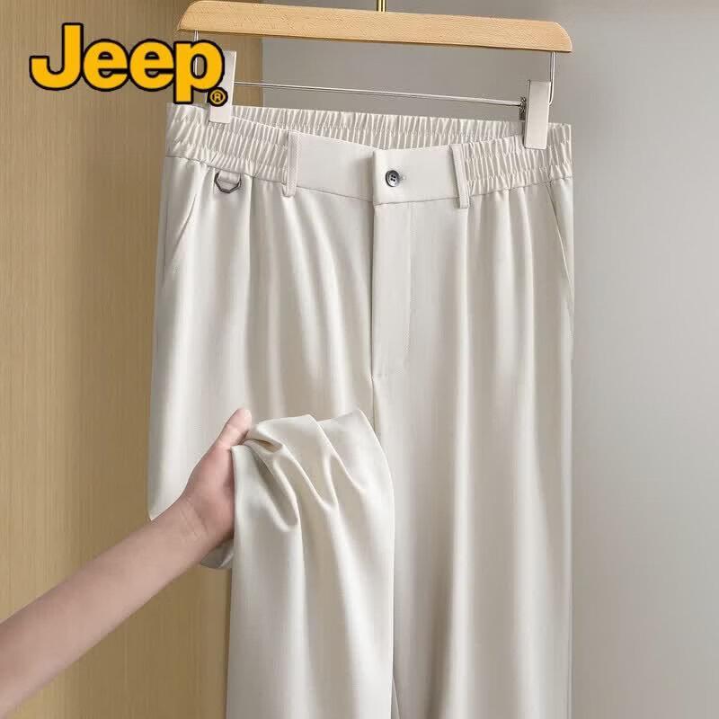 JEEP Men s Summer Linen Blend Relaxed Straight-Leg Casual Pants L