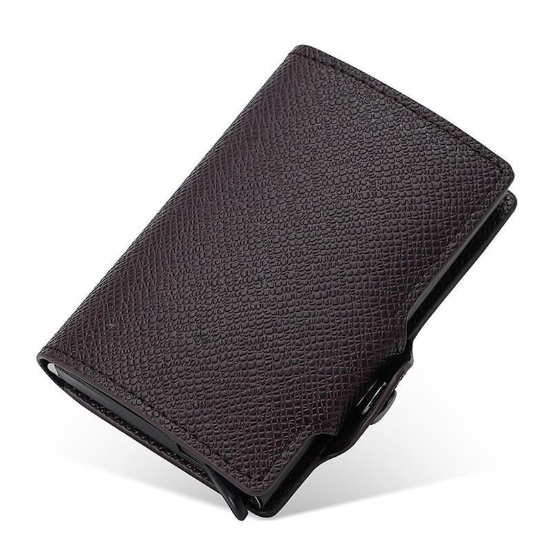 Otomatik Açılır Kart Çantası PU Metal Alüminyum Kutu Kılıfı RFID Klipsli Kredi İş