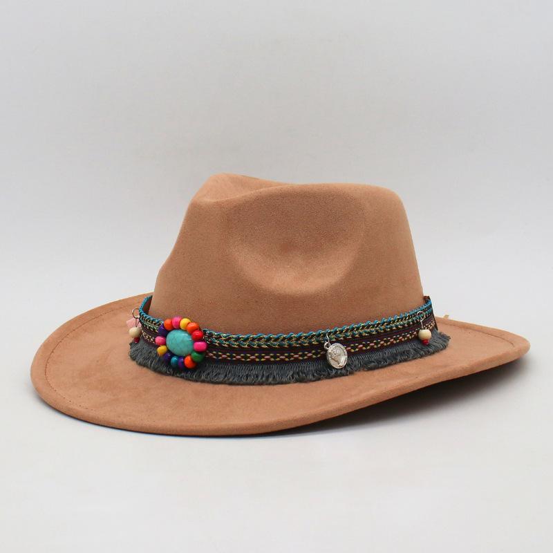 Ethnic style accessories Western cowboy hat Few suede Tibetan top hat Prairie curled woolen felt hat Jazz hat