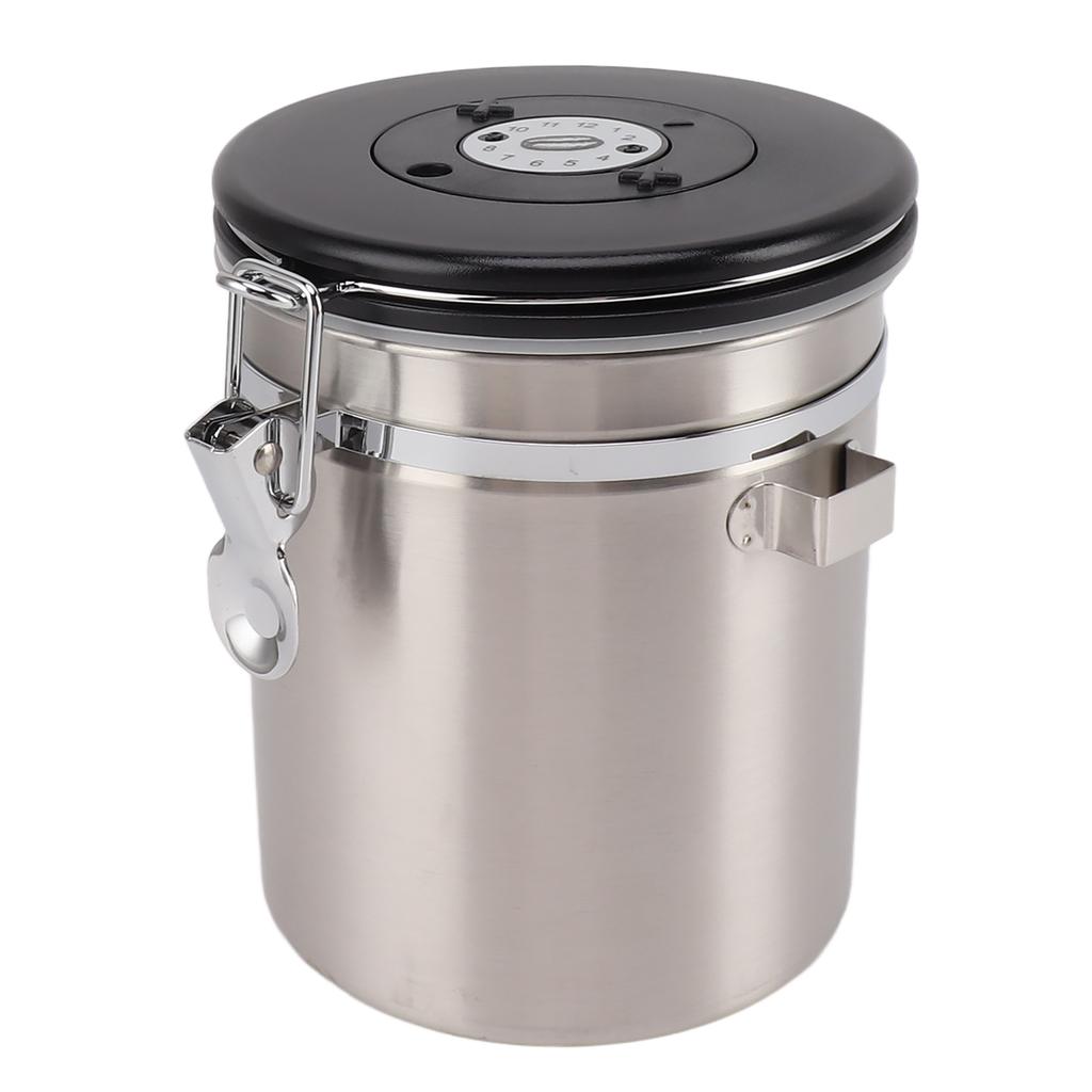1.5L Coffee Canister Coffee Container with Scoop Date Tracker Stainless Steel Versatile Airtight
