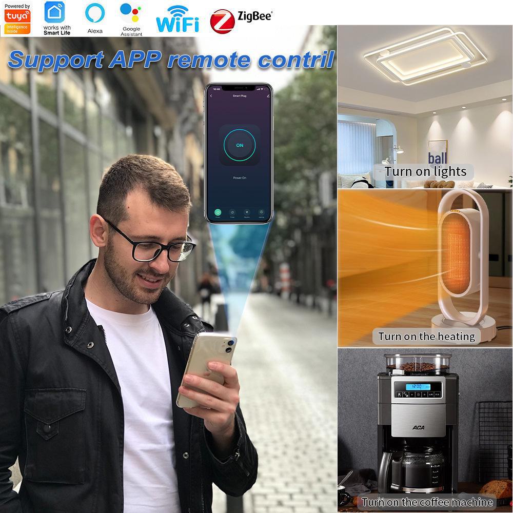 Smarte europäische Steckdose mit WLAN, App-Fernbedienung und Sprachsteuerung, 16A20-Zeitschaltuhr