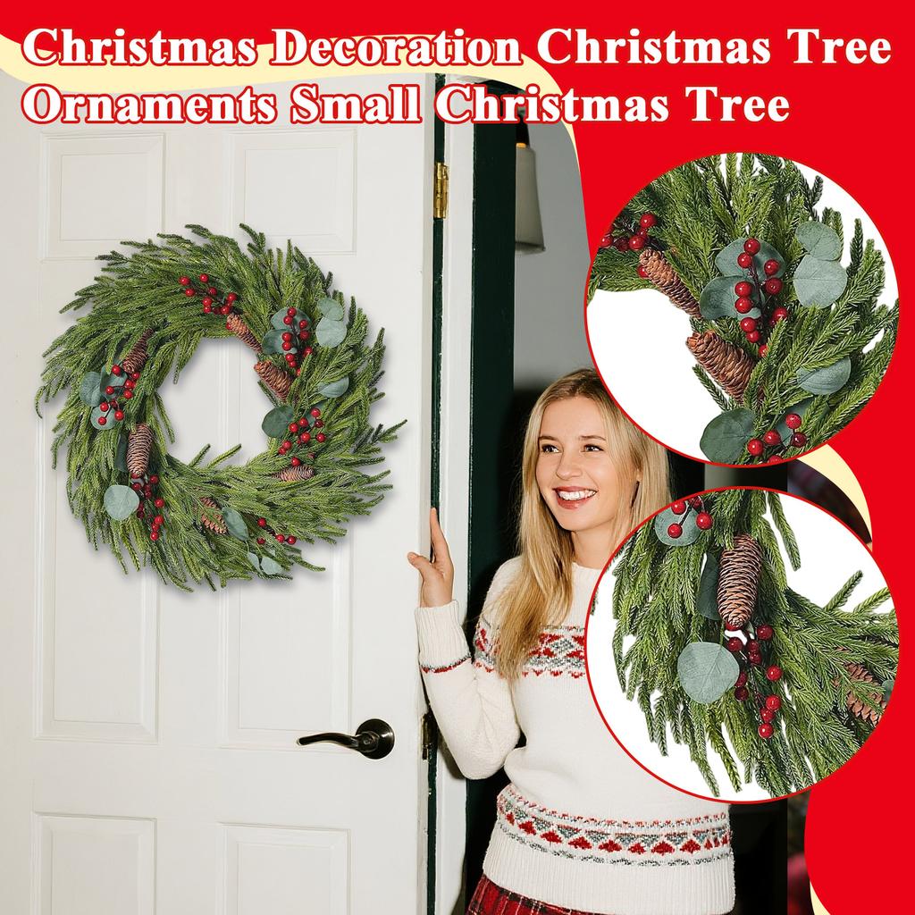 Artificial Christmas Wreath with Needles for Window Decoration - Faux Wreath for Holiday Home Decor