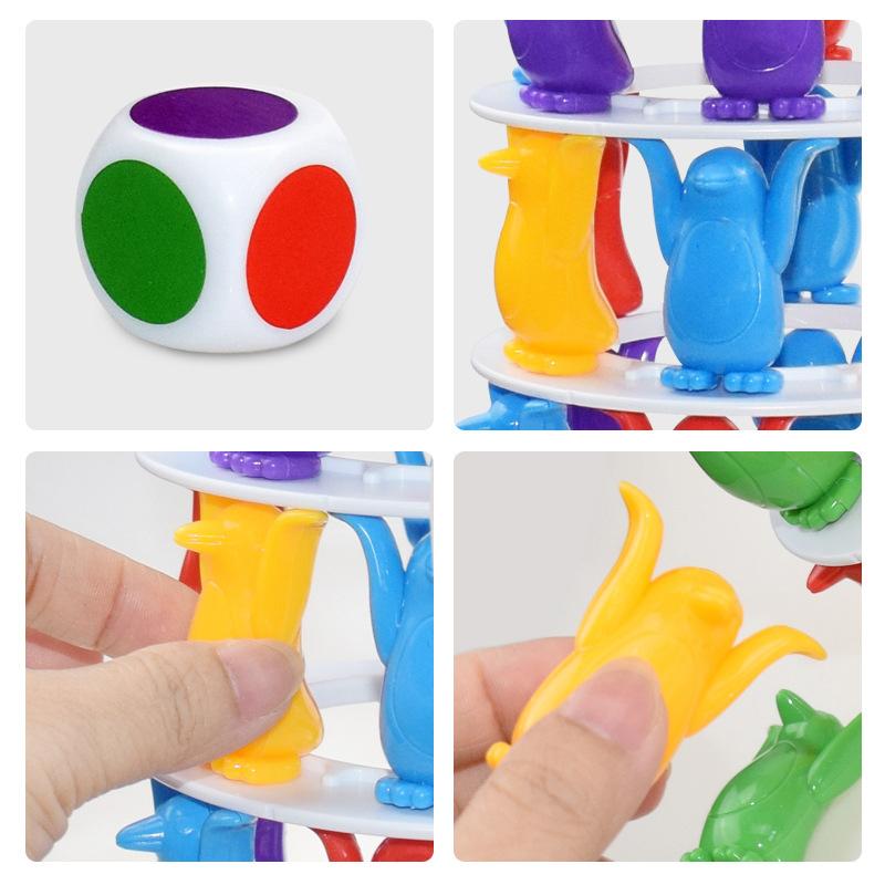 Blocuri de curcubeu pentru copii Joc de puzzle Pinguin Balance Game Antrenament de mișcare fină Joc de masă Jocuri de provocare Cadouri pentru copii
