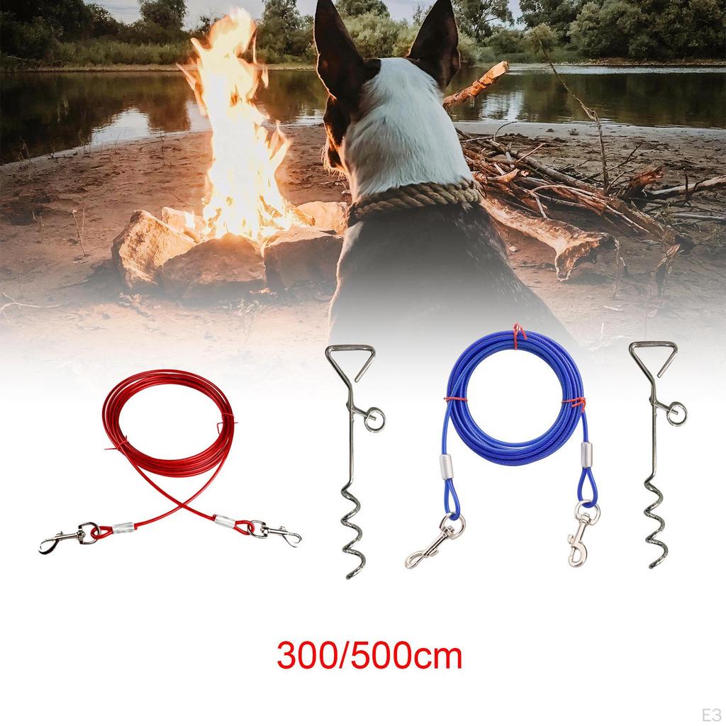 Dog Tie Out Cable and Stake Lead Chain Tether for Beach Outdoor Run