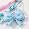 Sweet & Stylish Leather Heart Beaded Rhinestone Bow DIY Keychain Charm