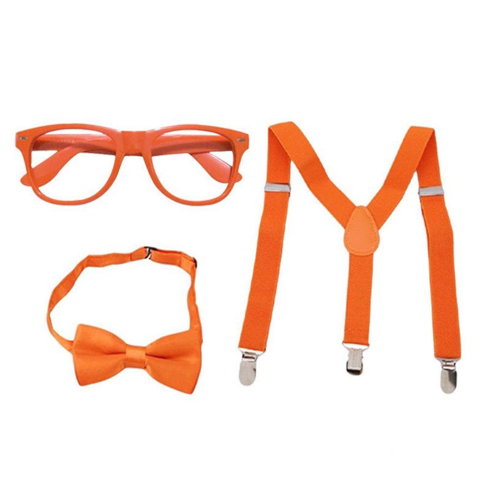 Costume Cosplay da Macchinista di Treno per Adulti e Bambini Travestimento per Bambini Cinturino Arancione Papillon Cappello Accessori per Halloween Carnevale