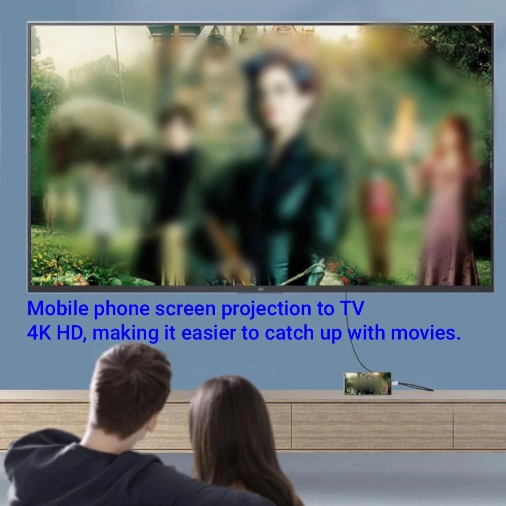 4K 60Hz Type C to HDMI Compatible Video Cable With 100W PD Fast Charging Adapter Type C to HD 1.8m Cable for Home Office Laptops