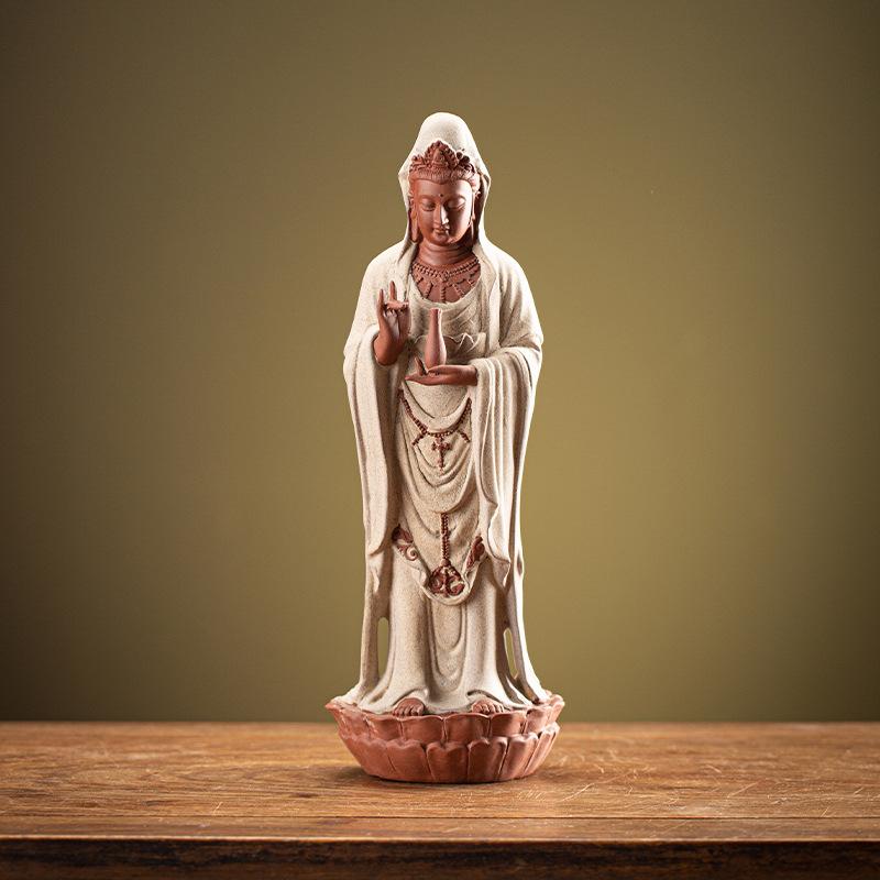Guanyin Bodhisattva Buddha Statues Ceramic Statues Lamp Circle For Living Room Incense Porch Home Decor Custom Feng Shui Statue