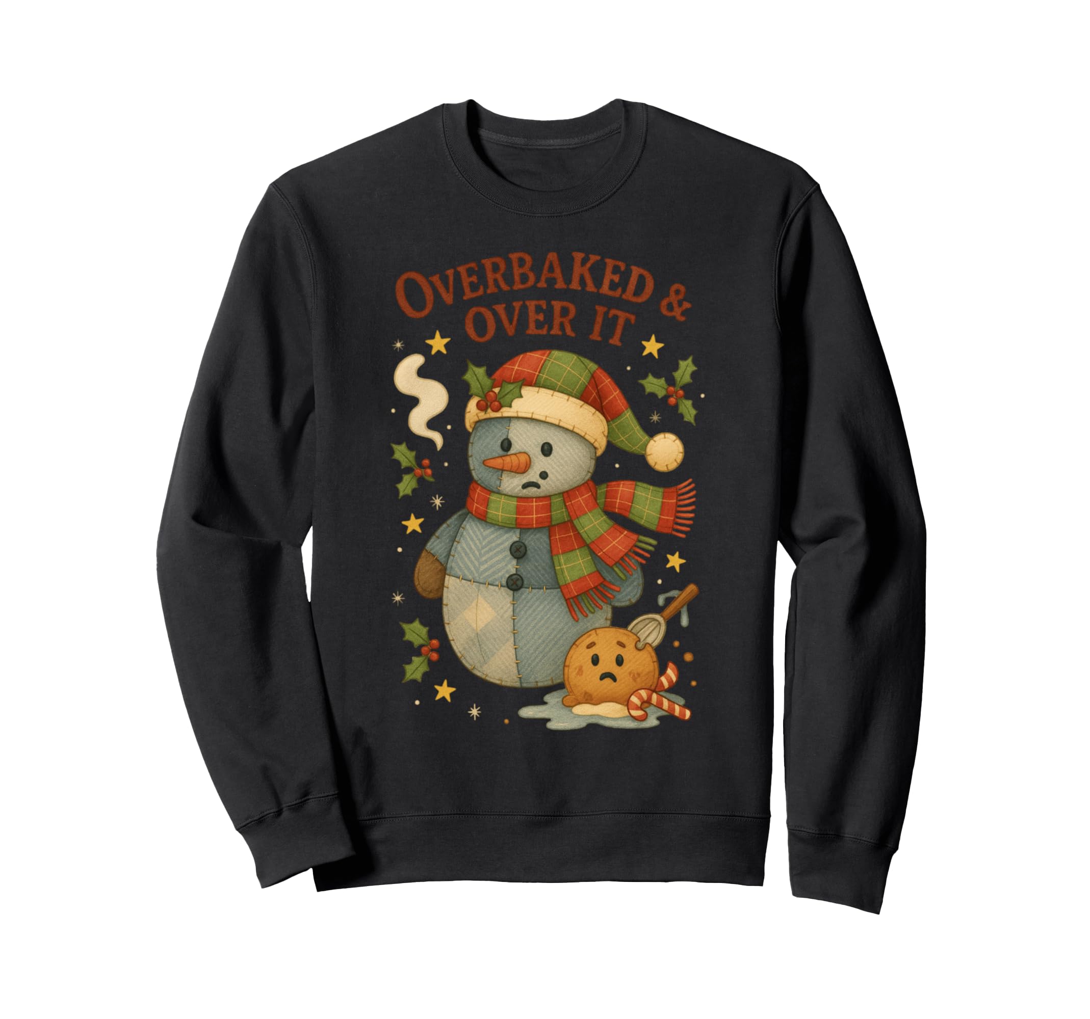 OverbakedAnd Over It Funny Christmas Snowman Baking Sweatshirt чёрный 6339₽