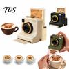 Retro Style Kitchen Gadget 3D Printed Latte Art Camera, Coffee Stencil Printer with Replaceable Barista Craft Tools Template Cards, Decorating