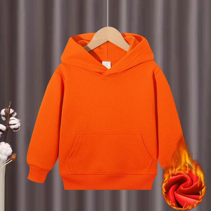 Heavy Weight Cotton Plus Velvet Hooded Sweater KID Thickened Tight Polar Fleece Pullover Hoodie Children Sweats KIDYINHR