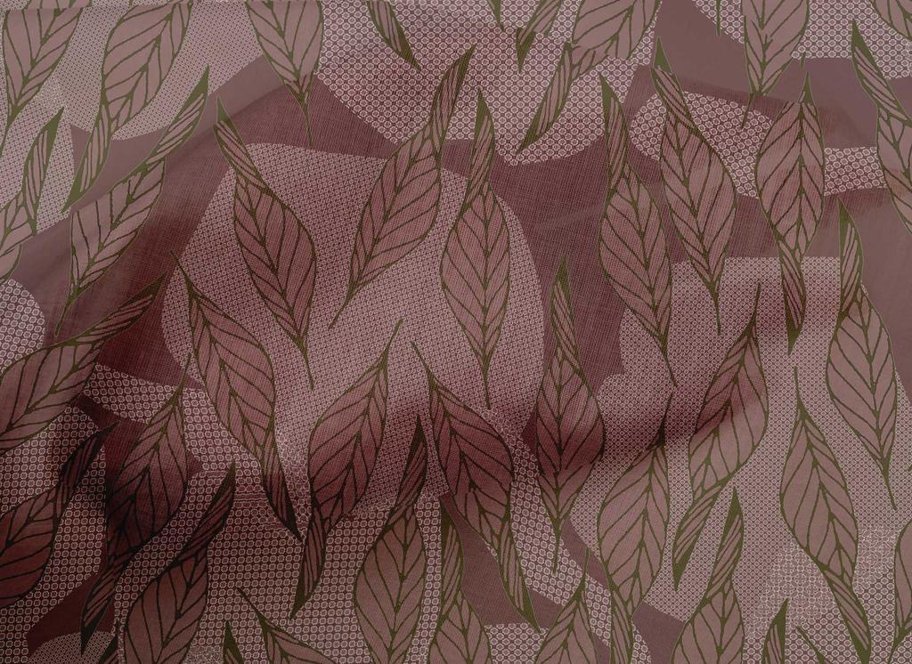 oneOone Cotton Cambric Dark Rose Brown Fabric Leaves Dress Material Fabric Print Fabric By The Yard 42 Inch