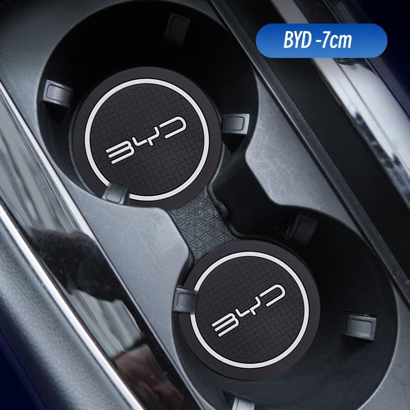2 Pezzi Tappetino Portabicchieri Auto Serie BYD Decorazione Sottobicchiere in Pelle per BYD Tang Atto3 Yuan Plus Seal Song Dolphin Sealion Shark