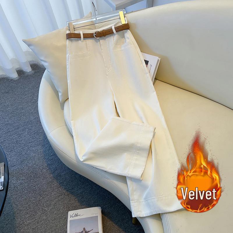 

Женские белые джинсы с высокой посадкой и широкими штанинами - укороченные брюки 9/10 для весны/осени 2025 M