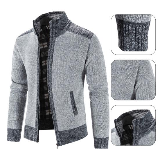 Zipper Closure Men Cardigan with Pocket Polyester Precisely Detail Men Sweater for Dating Wear