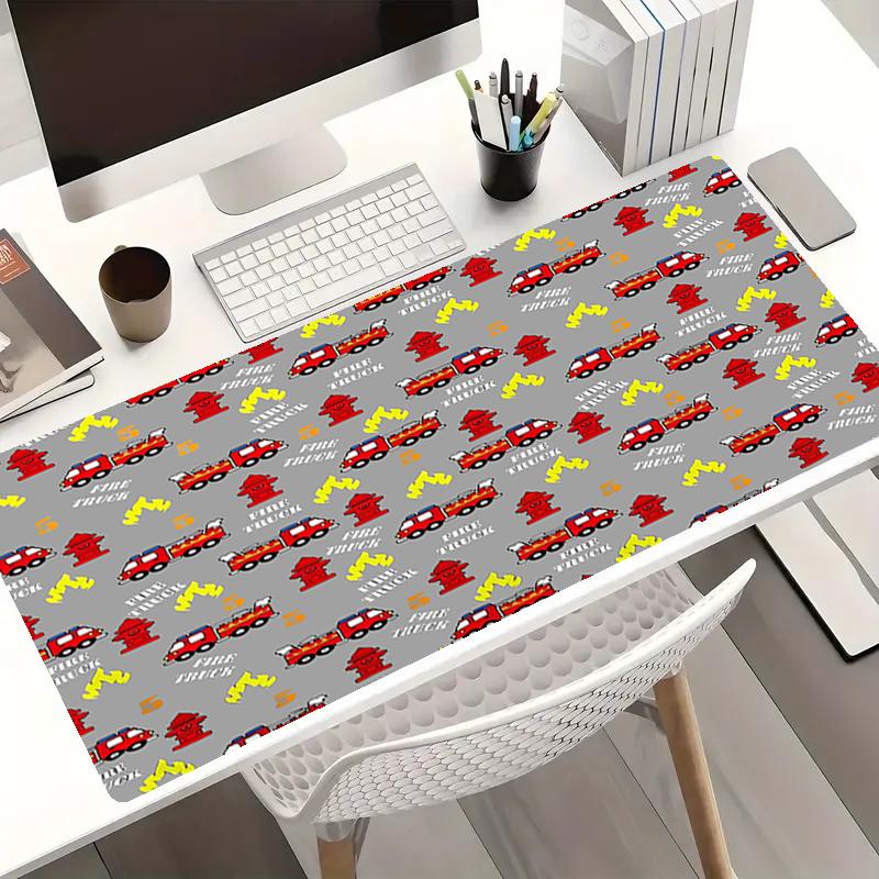 fire truck Theme Mouse Pad, Non Slip Rubber Base, Multifunctional Office & Home Decor, Perfect for Workspace Personalization.
