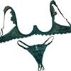 Blumen-Spitzen-Dessous-Set ohne Schritt: Zweiteiler mit Nippel-Enthüllung und sexy Cut-Out-Design