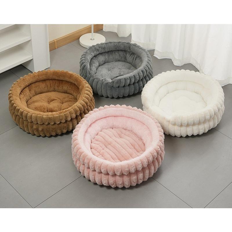 Hundebett Rund Abnehmbares Haustierbett für Kleine Mittlere Hunde Dick Warm Wasserdicht Katzenkörbchen Ganzjahres Haustierhaus mit Abnehmbarem Kissen