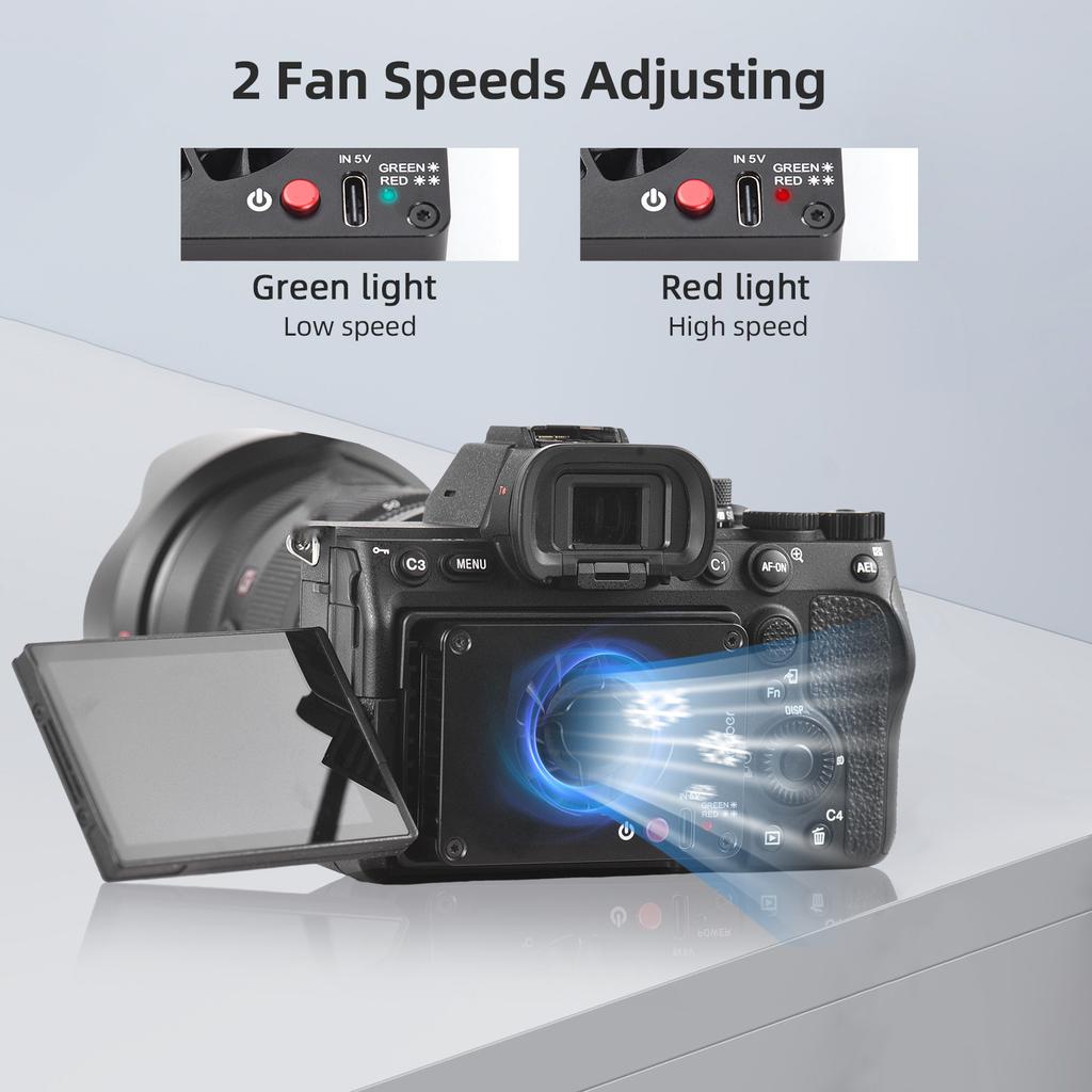 Andoer FS-04B Ventilator de răcire pentru cameră Sistem de răcire extern cu 2 viteze ale ventilatorului 4 buc Adaptor de montare