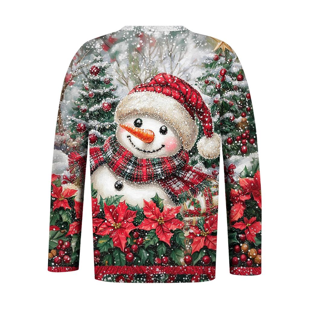 Women's Fashionable Casual Long Sleeved Plus Size  Print Top Plus Size Floral Print Top