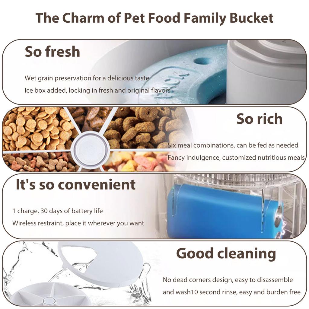 Smart Feeder Automatic Pet Feeder with Timer App Control for Wet Food 6 Compartments Large Capacity ABS Design for Cats