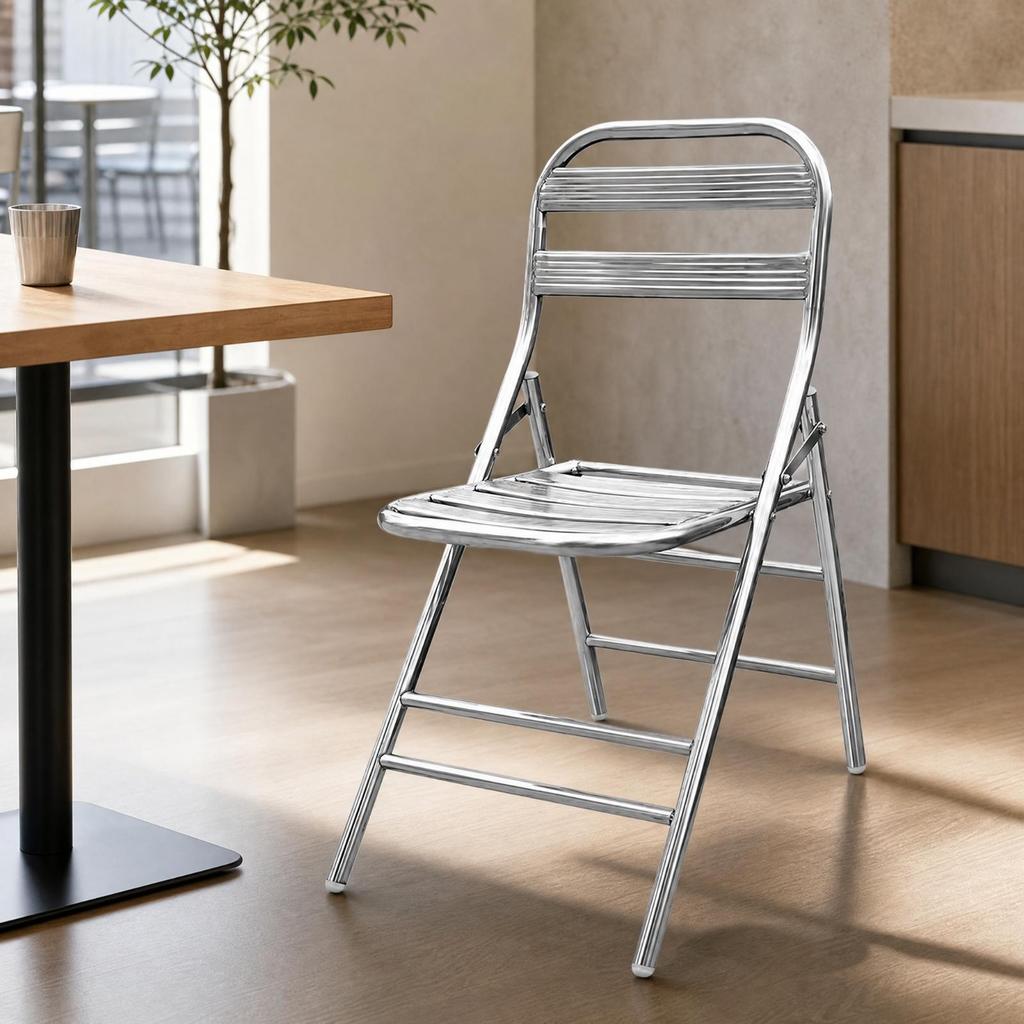 Stainless Steel Folding Chair Portable Seating Long-Lasting for Dining