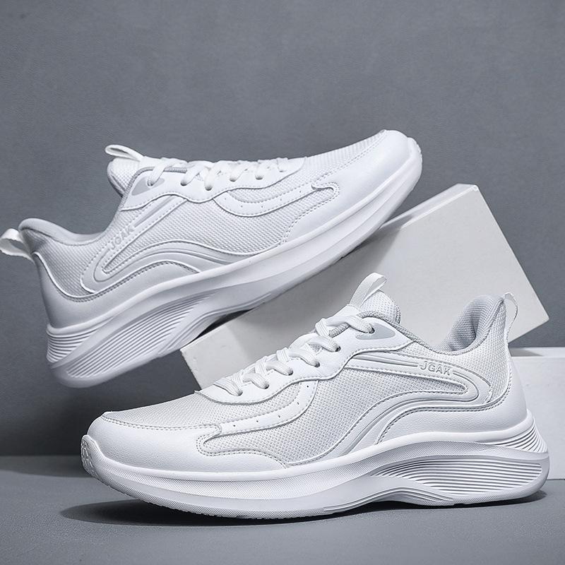 Spring Autumn Mens Leather Casual Sneakers Men Black White Sneakers Breathable Running Training Shoes