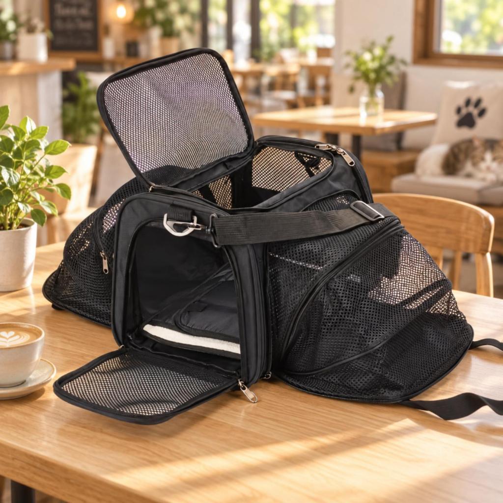 Expandable Pet Carrier with Mesh Panels Portable Foldable