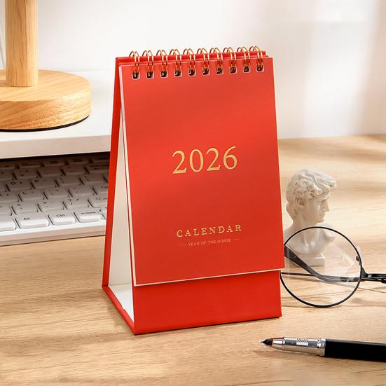 2026 Desk Calendar JAN 2026 - DEC 2026 Standing Flip Desktop Calendar 12 Months Planner with Twin-Wire Binding for Home Office School
