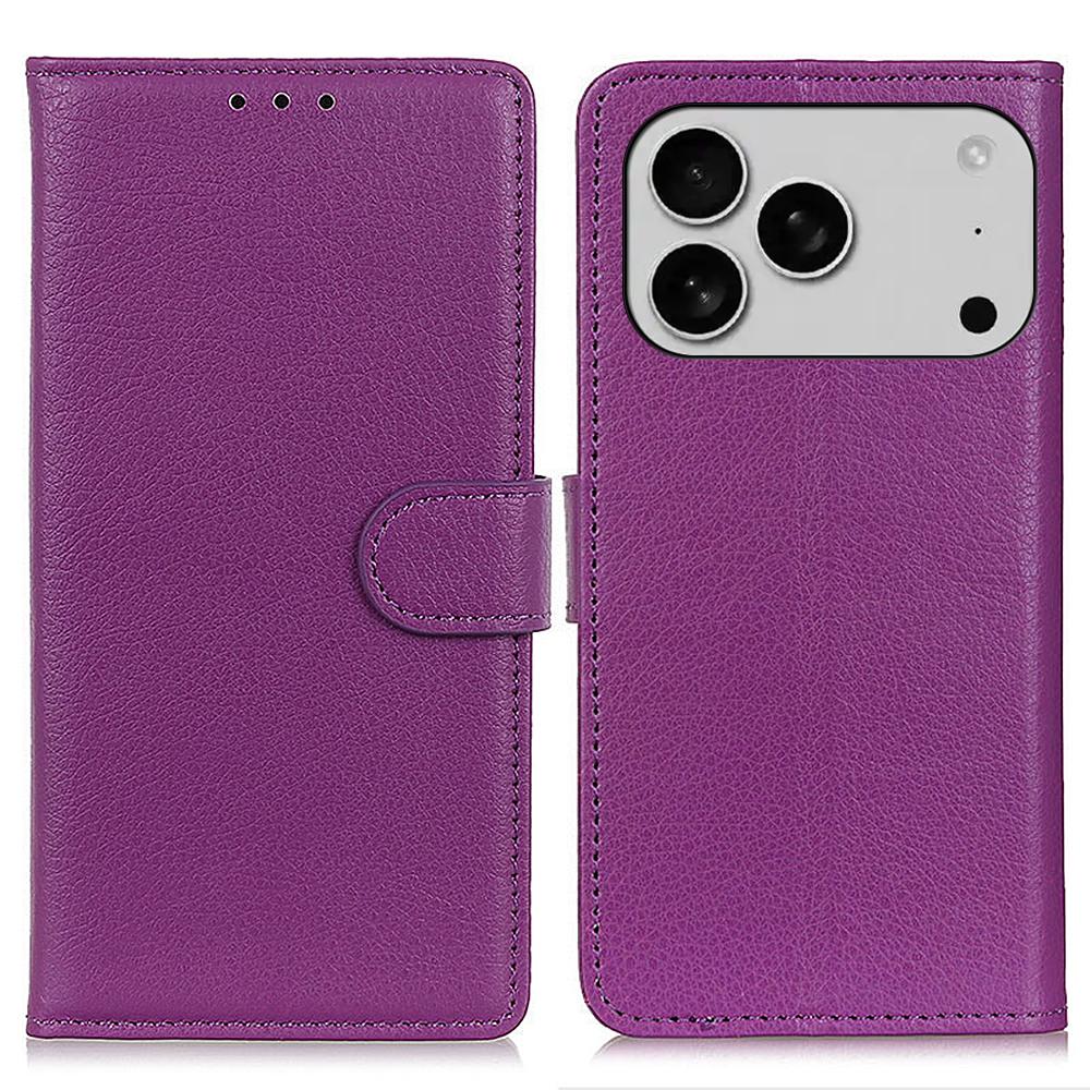 For iPhone 17 Pro Max Wallet Case PU Leather Phone Cover Litchi Texture