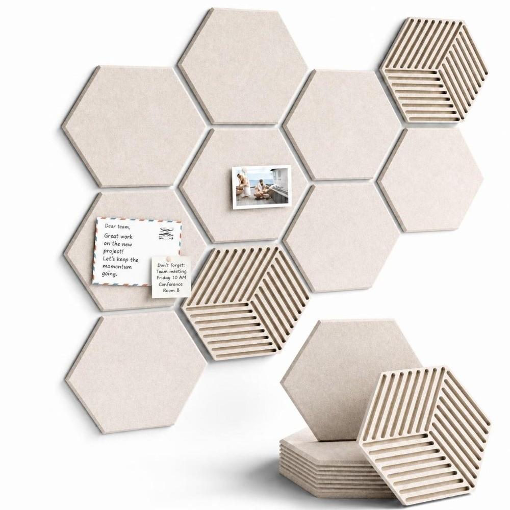 1 Set Durable Polyester Fiber Acoustic Panel Hexagonal Decorative Soundproof Wall Panel Sound Absorbing Board Acoustic Treatment